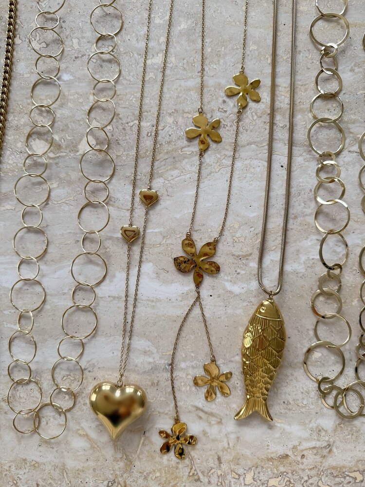 Gold Blossoms Party Long Necklace