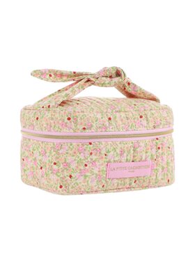 Rosa Flower Toiletry Bag / Light Pink & Green