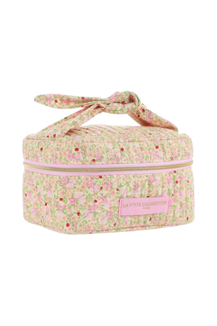 Rosa Flower Toiletry Bag / Light Pink & Green