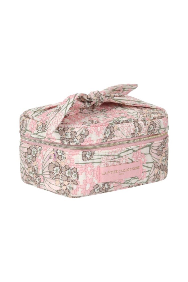 Rosa Flower Toiletry Bag / Light Pink & Taupe