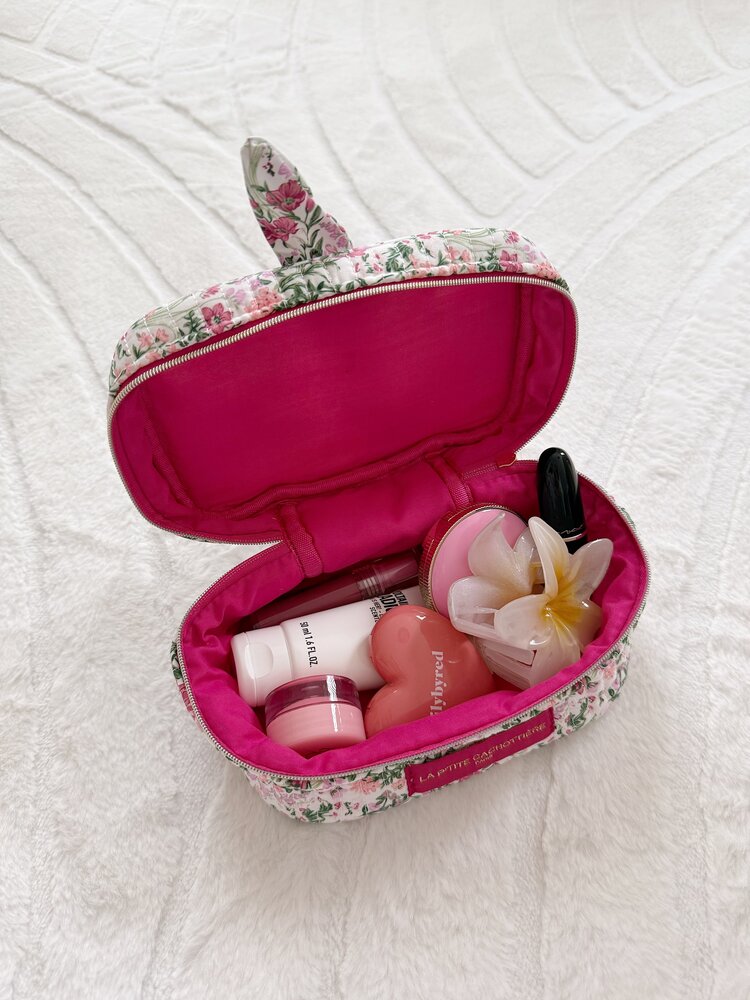 Rosa Flower Toiletry Bag / Rose Pink
