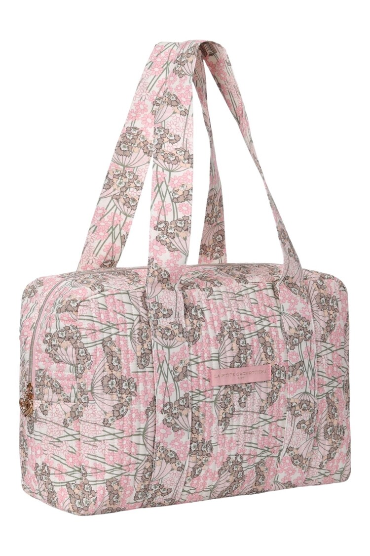 Acacia Flower Travel Bag / Light Pink & Taupe