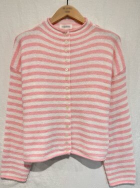 Xenia Striped Knit Cardigan / Pink