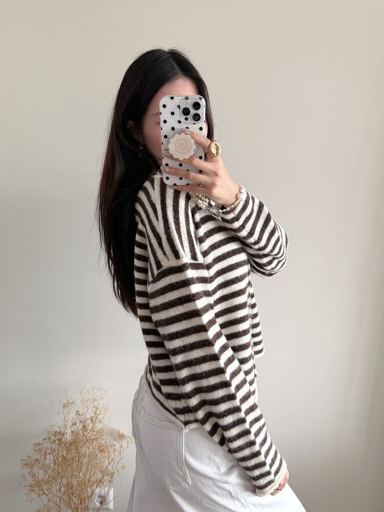 Xenia Striped Knit Cardigan / Blue