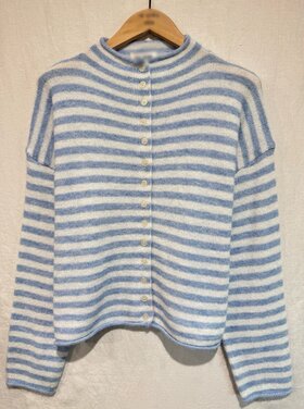 Xenia Striped Knit Cardigan / Blue