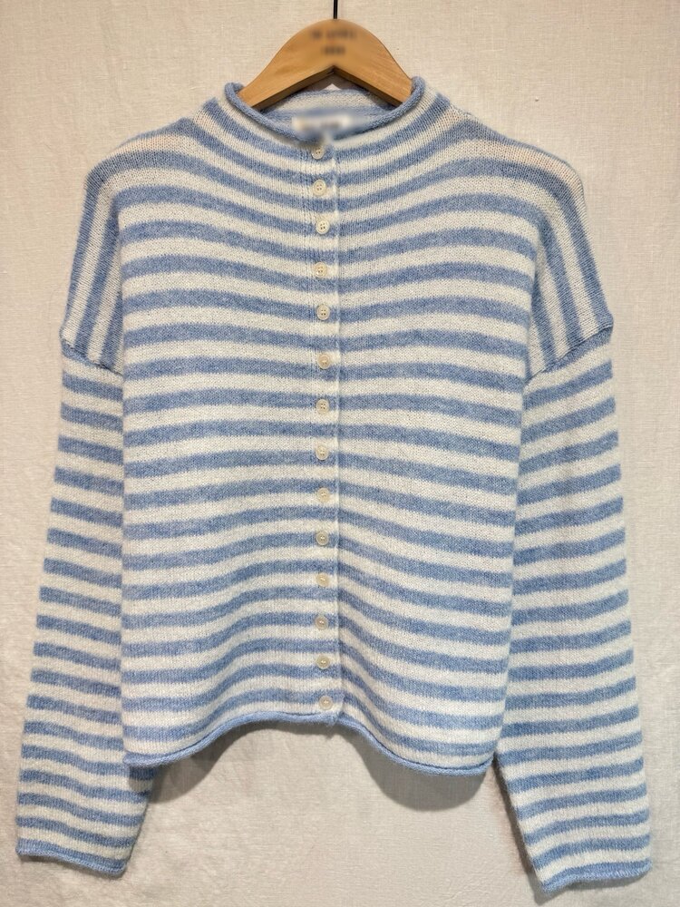 Xenia Striped Knit Cardigan / Blue