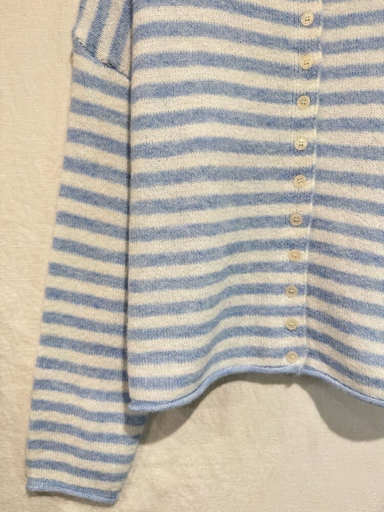 Xenia Striped Knit Cardigan / Blue