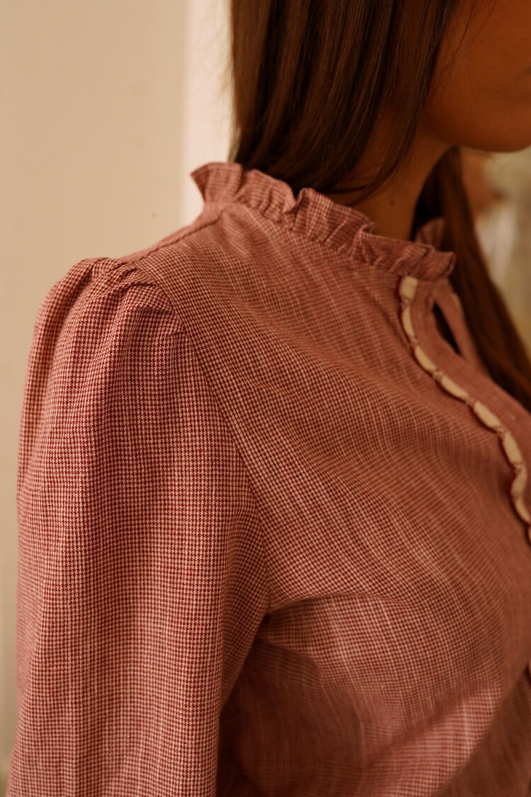 Rosemary Embroidery Trim Blouse / Blue