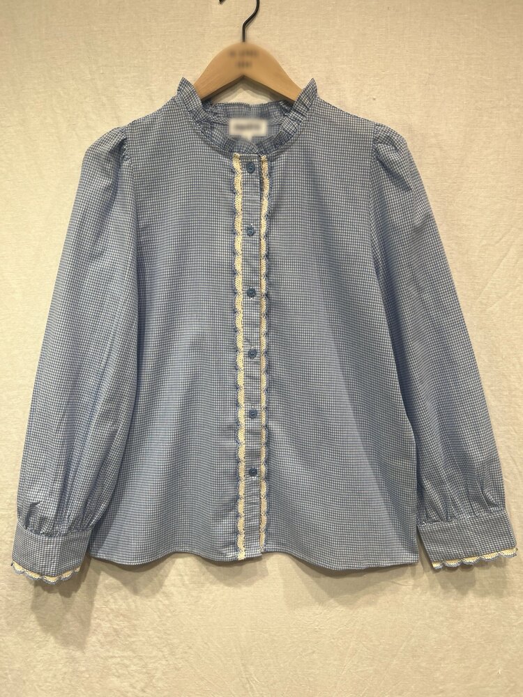 Rosemary Embroidery Trim Blouse / Blue