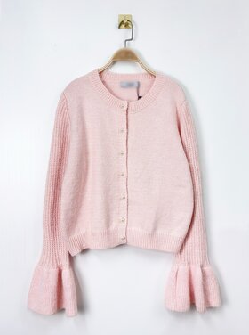 Alaia Bell Sleeve Knit Cardigan / Light Pink