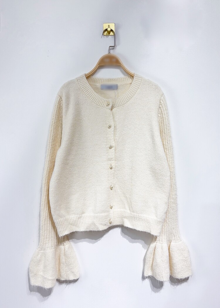 Alaia Bell Sleeve Knit Cardigan / Cream