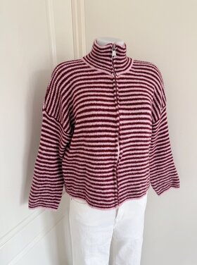 Isha Striped Knit Cardigan / Pink & Bordeaux