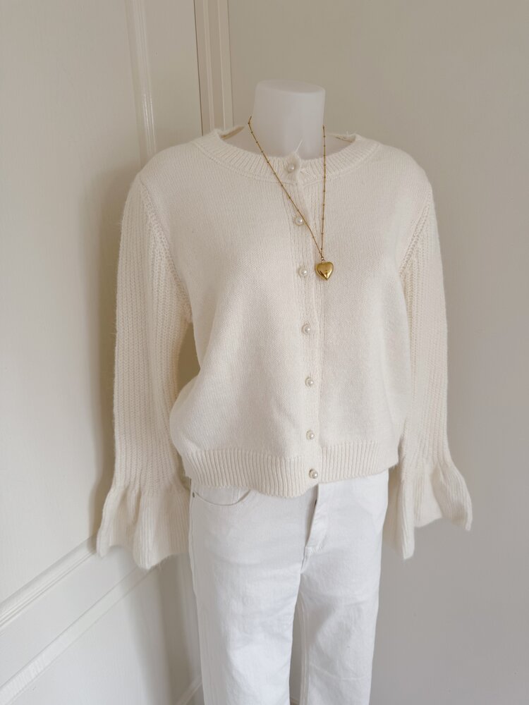 Alaia Bell Sleeve Knit Cardigan / Cream