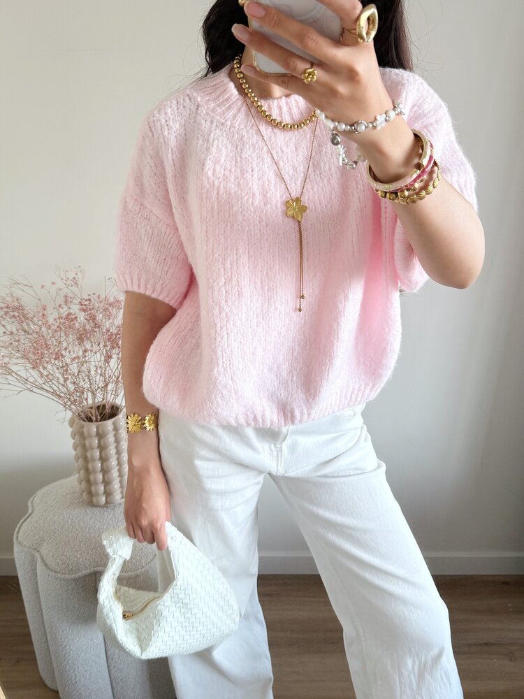 Lilla Short Sleeve Knit Sweater / Off white