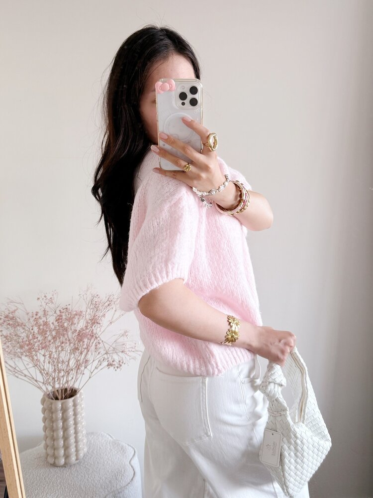 Lilla Short Sleeve Knit Sweater / Off white