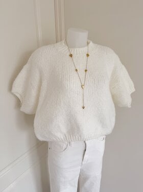 Lilla Short Sleeve Knit Sweater / White
