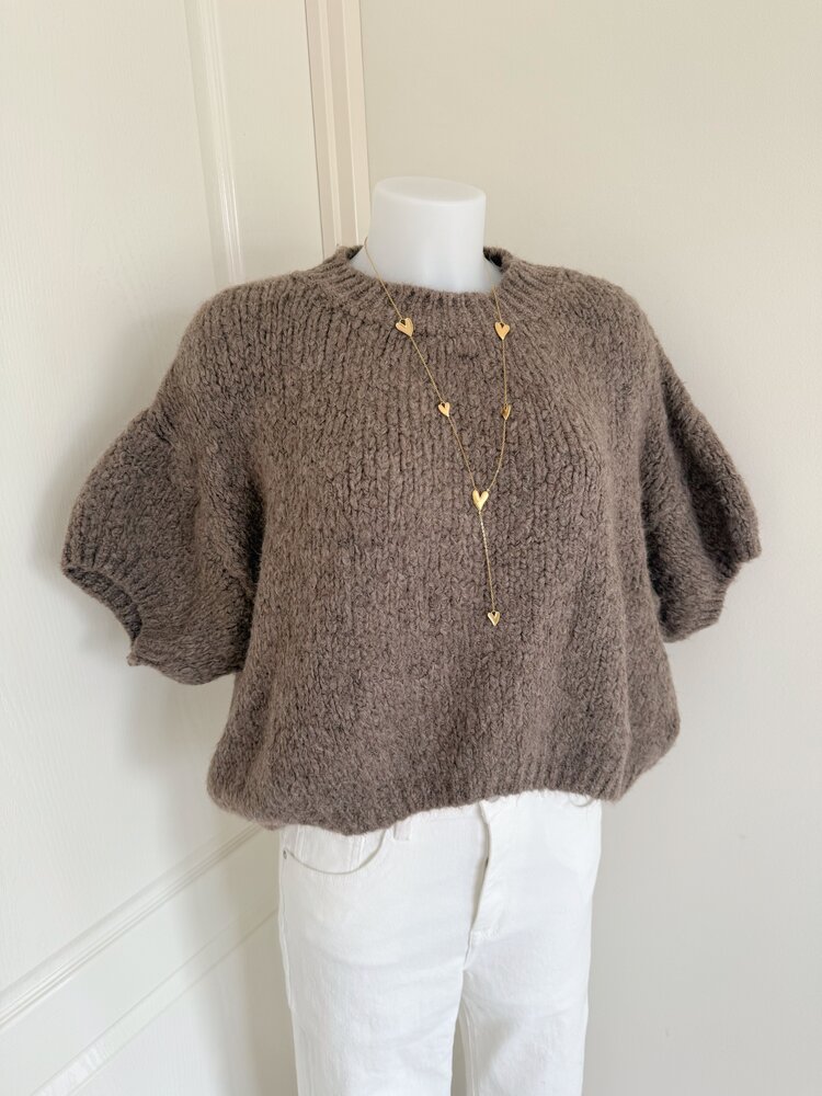 Lilla Short Sleeve Knit Sweater / Taupe