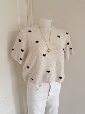 Lotte Heart Short Sleeve Sweater / Off white