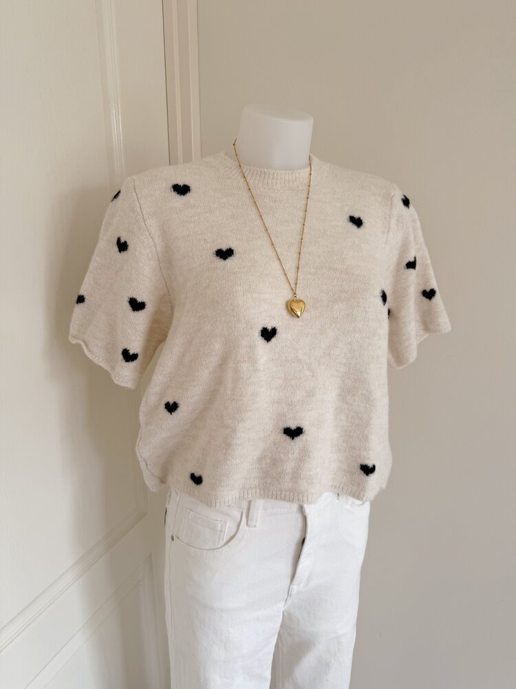 Lotte Heart Short Sleeve Sweater / Off white