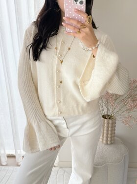 Alaia Bell Sleeve Knit Cardigan / Cream