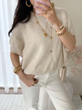 Lilla Short Sleeve Knit Sweater / Off white
