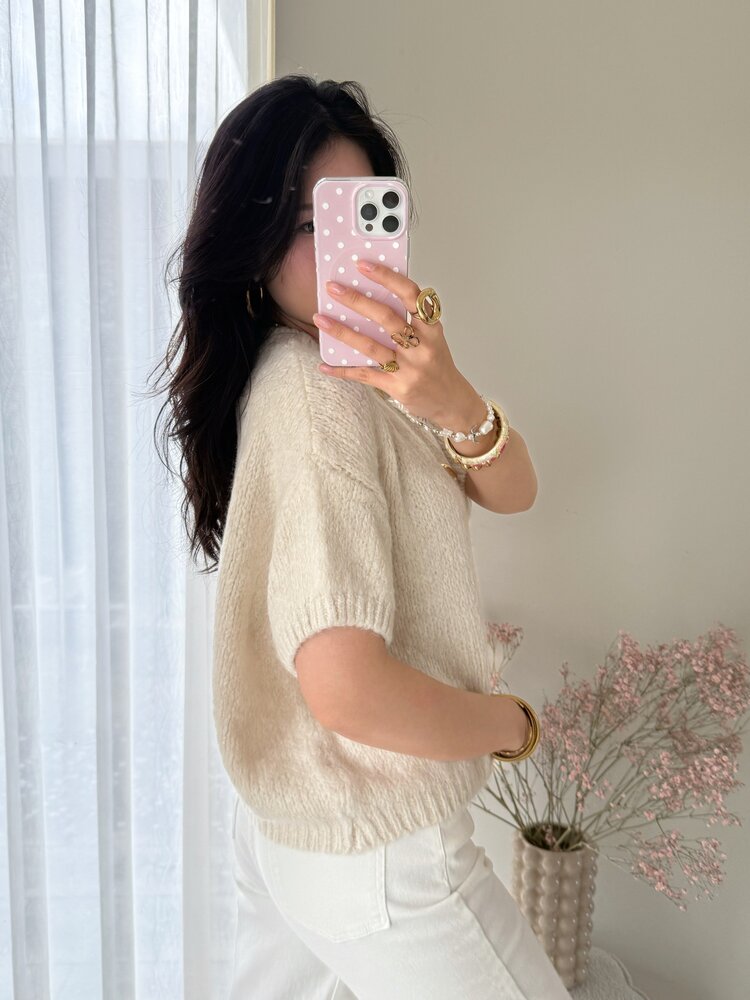 Lilla Short Sleeve Knit Sweater / Off white