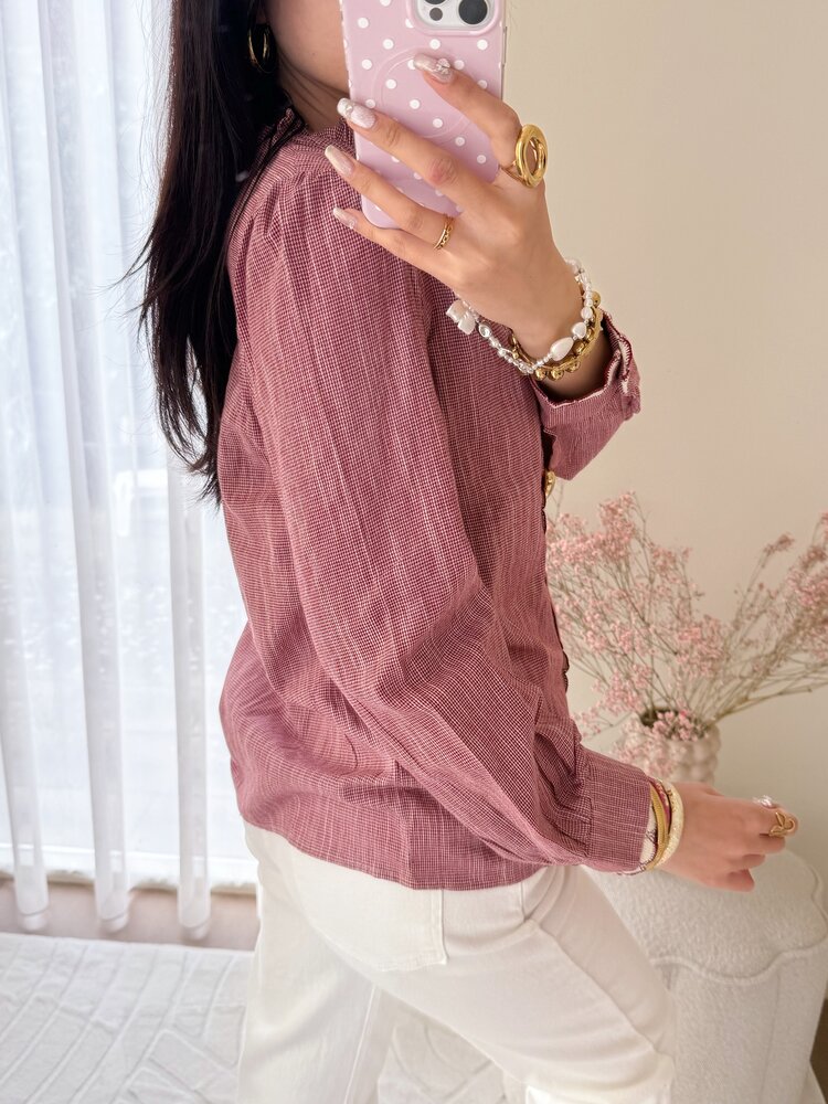 Rosemary Embroidery Trim Blouse / Red