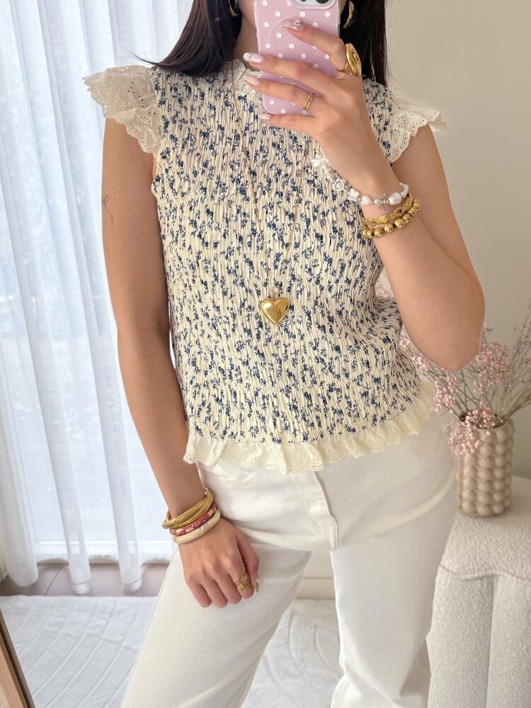 Samira Floral Smock Top /  Blue
