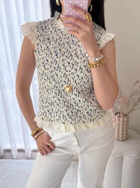 Samira Floral Smock Top /  Blue