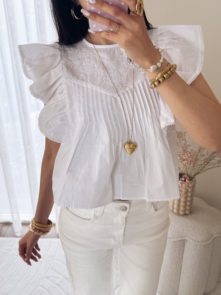 Thana Ruffle Top / White