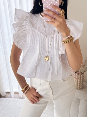 Thana Ruffle Top / White