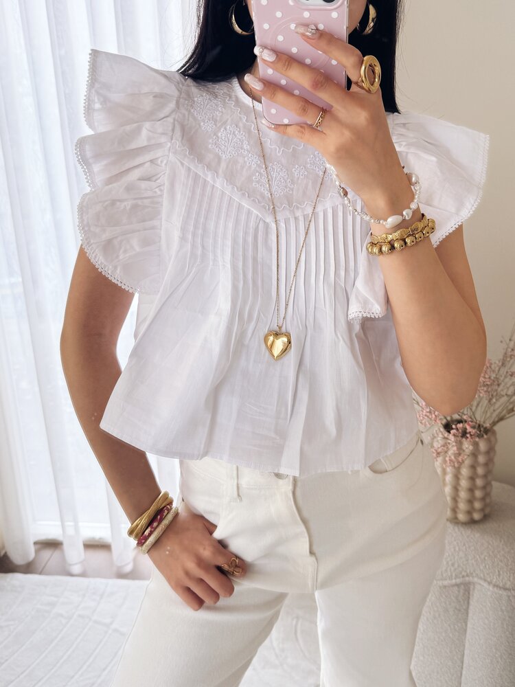 Thana Ruffle Top / White