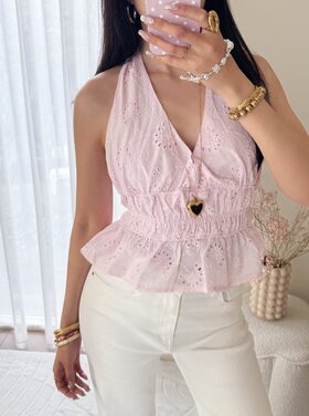 Dayen Embroidered Halter Top / Pink