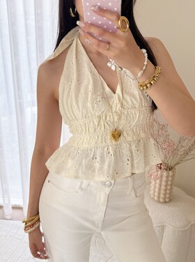 Dayen Embroidered Halter Top / Yellow