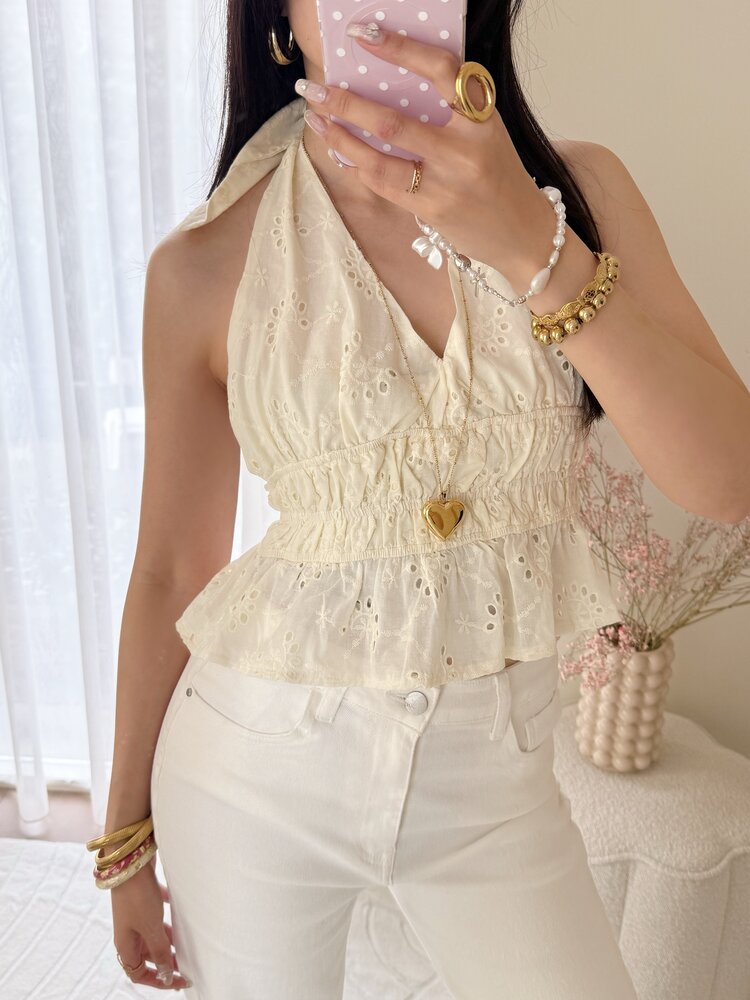 Dayen Embroidered Halter Top / Yellow