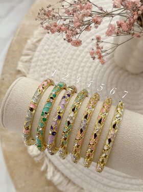 Gold Crystal Floral Bangle Bracelet (COPPER)