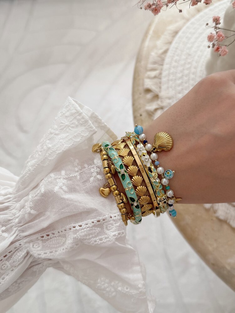 Gold Crystal Floral Bangle Bracelet (COPPER)