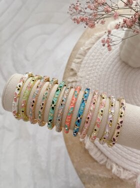 Gold Crystal Clover Bangle Bracelet (COPPER)