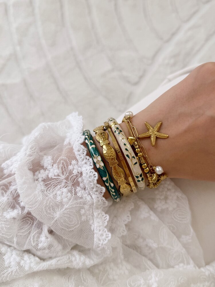 Gold Floral Leafy Bangle Bracelet (COPPER)
