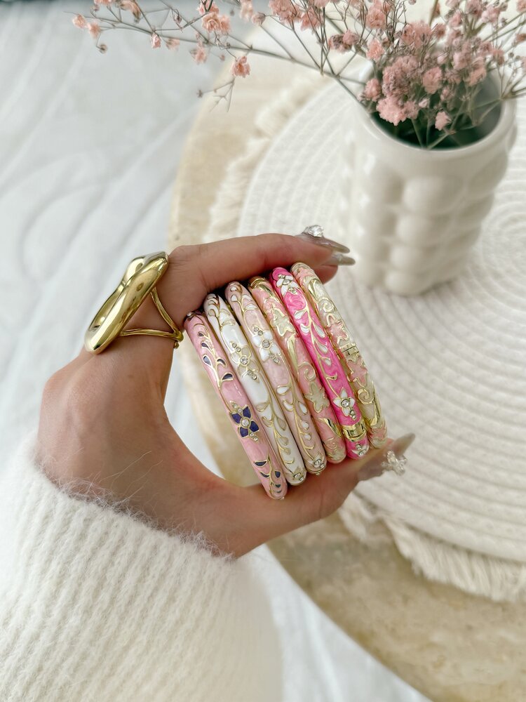 Gold Floral Leafy Bangle Bracelet (COPPER)