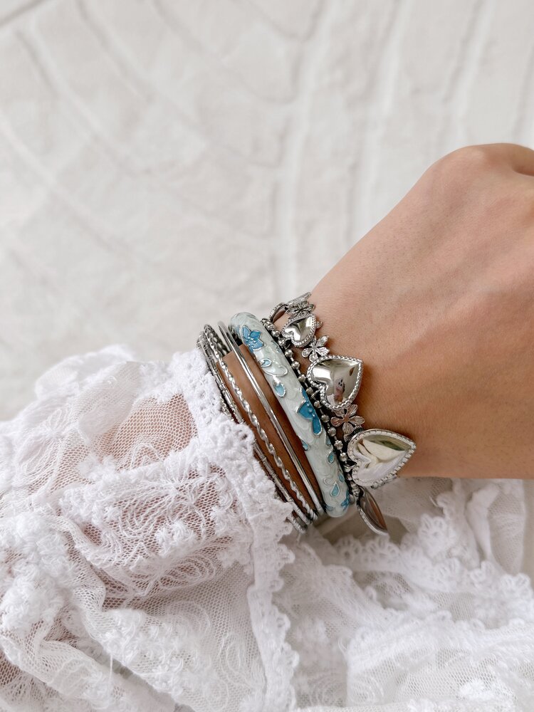 Silver Floral Leafy Bangle Bracelet (COPPER)