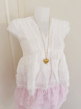 Emi Lace Ruffle Top / White