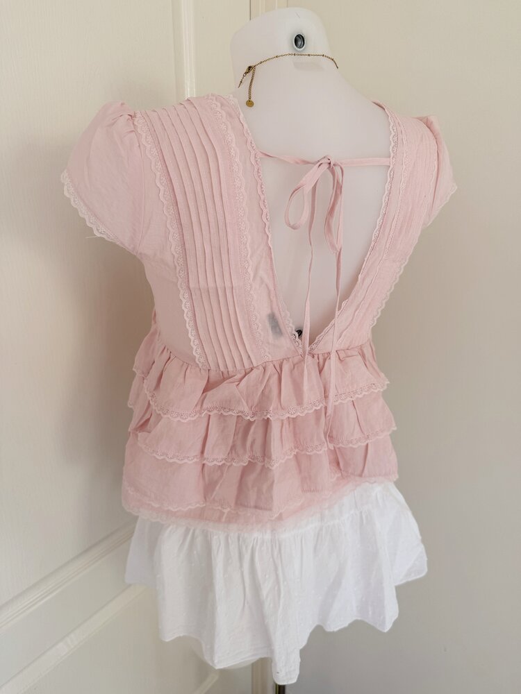 Emi Lace Ruffle Top / Light Pink