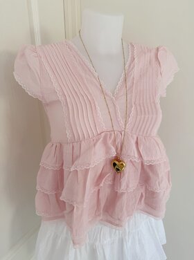 Emi Lace Ruffle Top / Light Pink