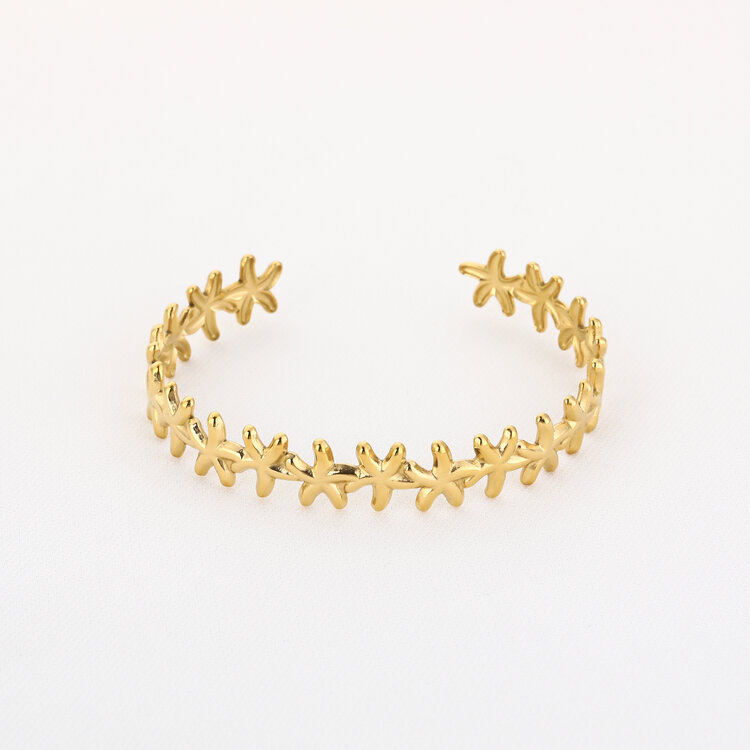 Gold Little Sea Stars Bangle Bracelet
