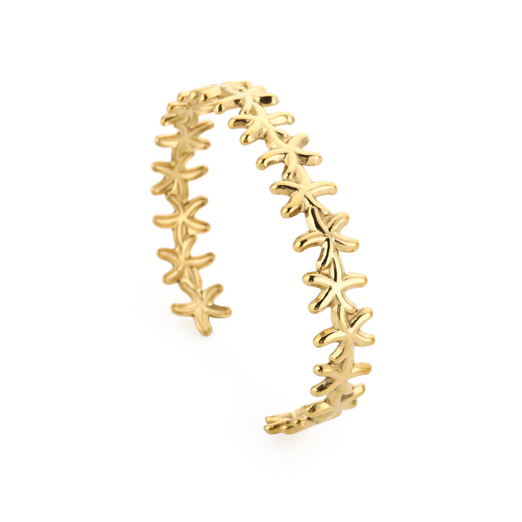 Gold Little Sea Stars Bangle Bracelet