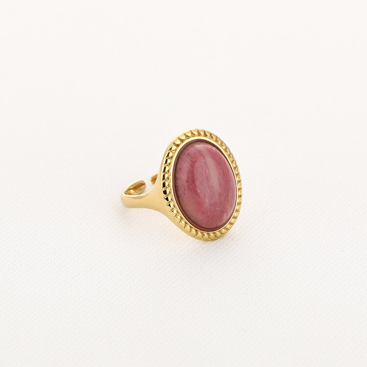 Gold Statement Natural Stone Ring / Dusty Pink