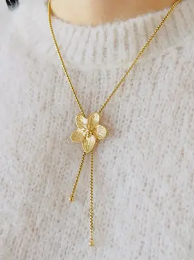 Gold Sweet Flower Y Necklace