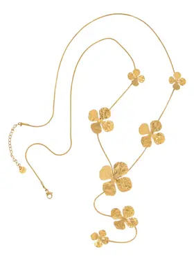 Gold Pretty Floral Y Long Necklace