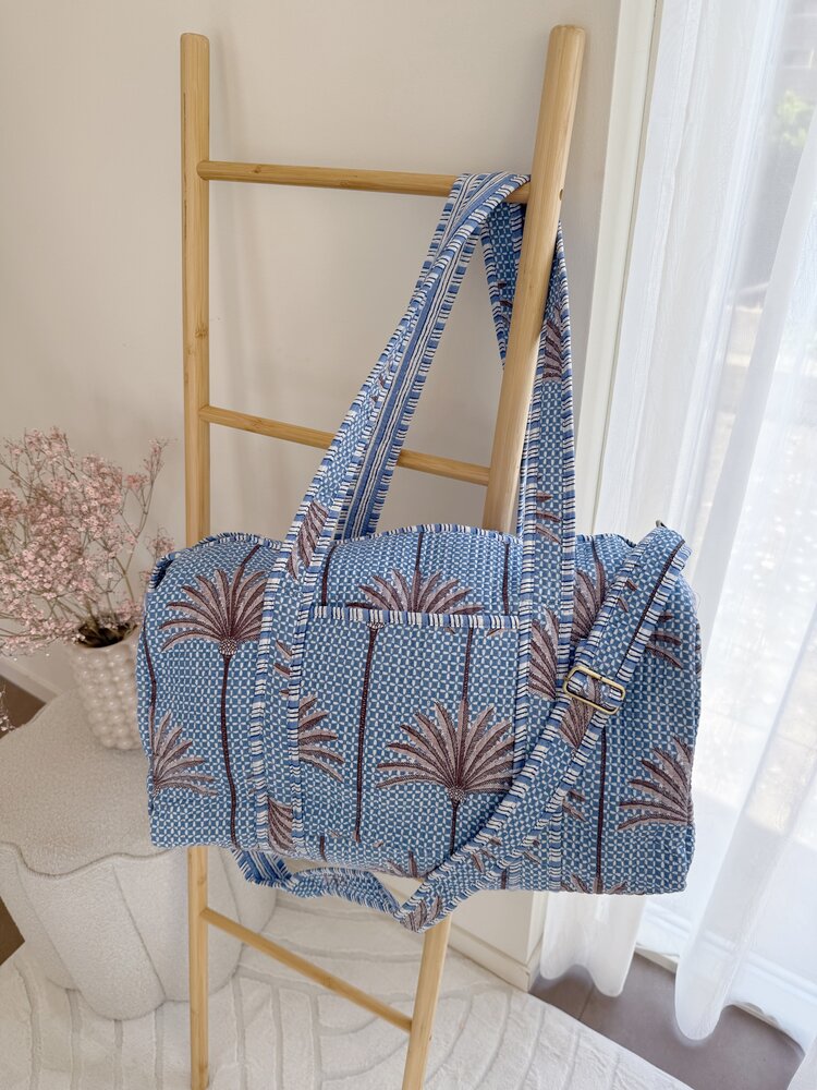 Yasmina Palm Tree Travel Bag / Blue